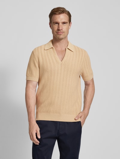 Mango Poloshirt mit Umlegekragen und V-Ausschnitt Beige 4