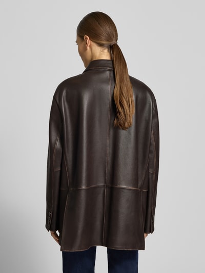 Weekend Max Mara Oversized Lederjacke aus echtem Lammleder Modell 'PILA' Dunkelbraun 5