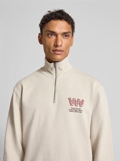 Wood Wood Sweatshirt met opstaande kraag en ritssluiting, model 'Jack' Beige - 3