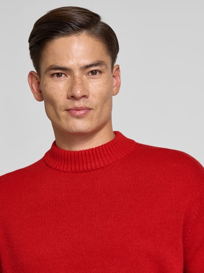 SELECTED HOMME Relaxed fit gebreide pullover van een mix van wol en kasjmier, model 'Calle' Rood - 3