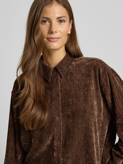 Jake*s Casual Relaxed Fit Hemdblusenkrage aus Samt Dunkelbraun 3