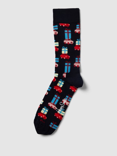 Happy Socks Socken mit Allover-Muster Modell 'Holiday Shopping' Marine 1