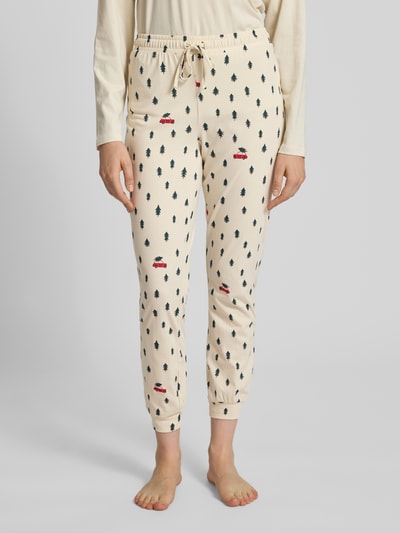 Jake*s Casual Pyjama-Hose mit elastischem Bund und Tunnelzug Ecru 4