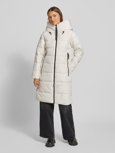 khujo Regular fit gewatteerde lange jas met gevoerde opstaande kraag, model Jilia' Offwhite - 4