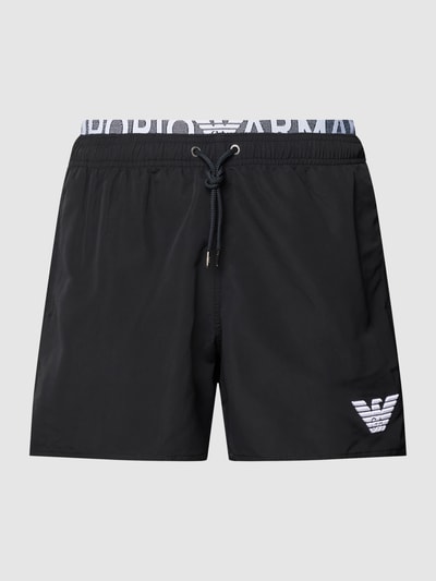 Emporio Armani Badehose mit elastischem Logo-Bund Modell 'Double' Black 2