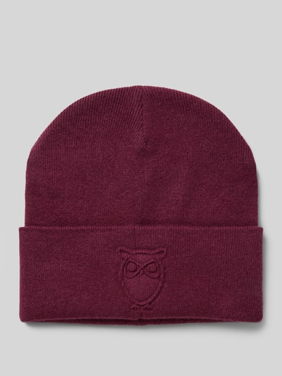 Knowledge Cotton Apparel Beanie mit Label-Detail Bordeaux 1