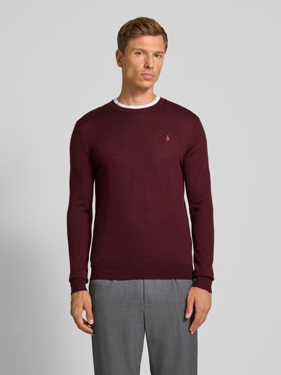 Polo Ralph Lauren Sweter z dzianiny z wełny merino Bordowy 4