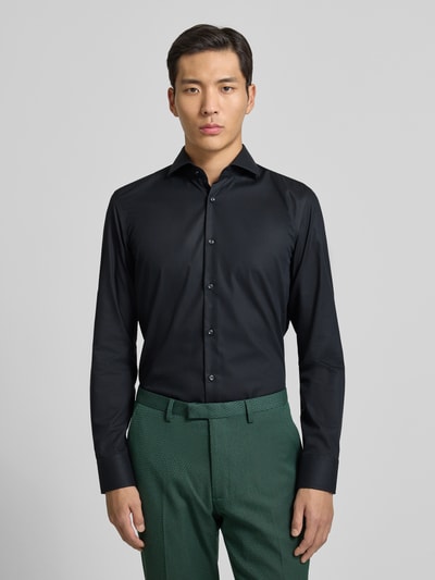 BOSS Koszula biznesowa o kroju slim fit z bawełny z kołnierzykiem typu kent model ‘HANK’ Czarny 4