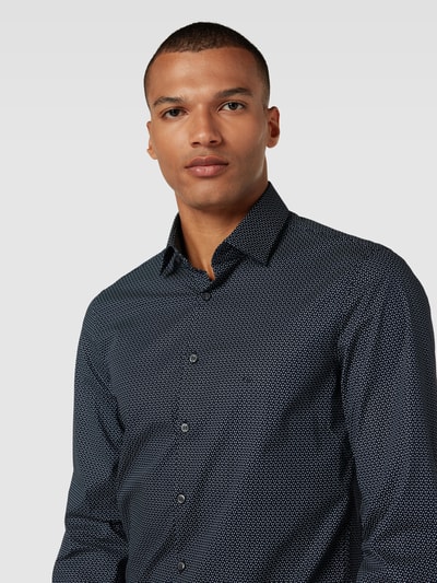 CK Calvin Klein Slim Fit Business-Hemd mit Label-Stitching Marine 3