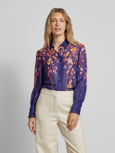 Marc Cain Linnen blouse met platte kraag Paars - 4