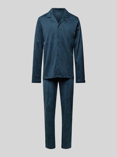 Schiesser Pyjama mit Knopfleiste Jeansblau 1