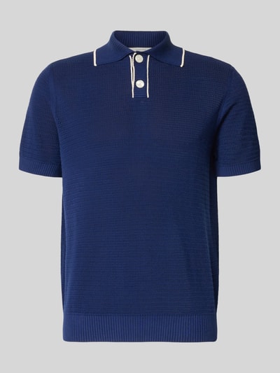 Produktfoto, dunkelblaues Regular-Fit Poloshirt aus reiner Baumwolle Modell 'JESSE' von Selected Homme, feine Struktur, Herren