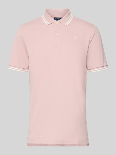 Produktfoto, lichtroze Slim Fit Poloshirt met logostitching model 'Dunda' van G-Star Raw uit elastische katoenmix met polokraag, ruglengte maat M 72 cm