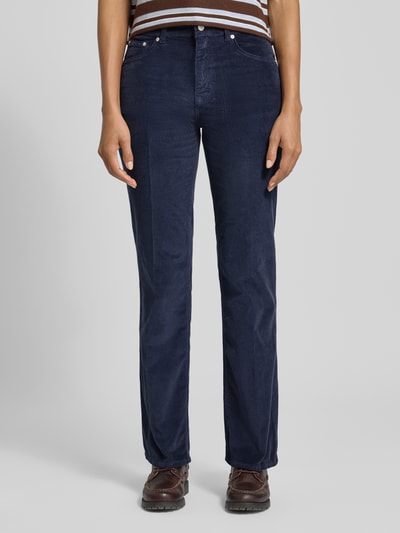 Gant Flared fit corduroy broek in 5-pocketmodel, model 'Cordur' Marineblauw - 4