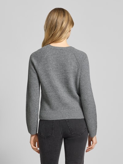 Oui Regular fit jack van wolmix in gebreide look Lichtgrijs gemêleerd - 5