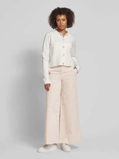 Stefanel Wide leg corduroy broek met riemlussen Offwhite - 1