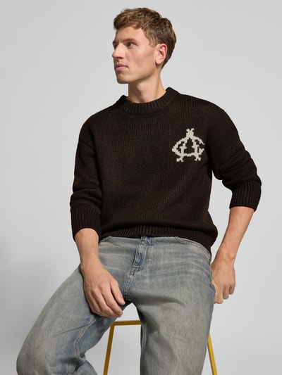 ANOTHER COTTON LAB Strickpullover mit gerippten Abschlüssen Mittelbraun 3