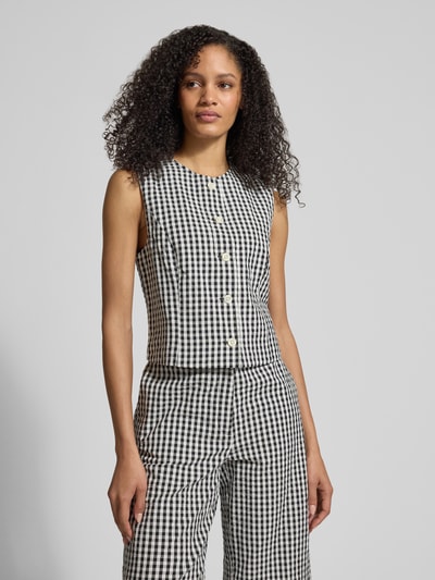 Jake*s Casual Weste im Allover-Look mit Rundhalsausschnitt Black 4
