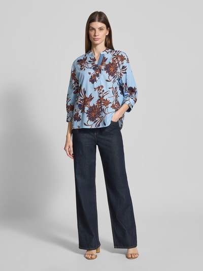 More & More Regular Fit Bluse im Allover-Look mit 3/4-Arm Bleu 1
