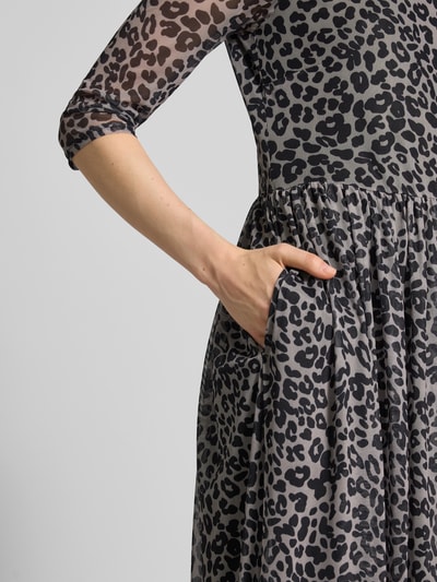 ROBE LÉGÈRE Sukienka midi ze zwierzęcym nadrukiem na całej powierzchni Czarny 3