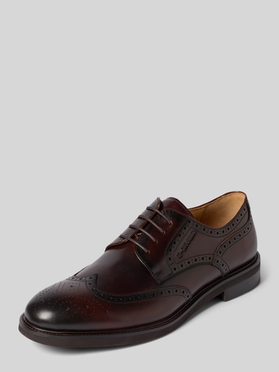 Productfoto, Budapester aus Leder mit Label-prägung Modell 'UMMA' van CG – CLUB of GENTS, bruin, afgeronde vorm, vetersluiting, geperforeerd patroon, gestructureerde zool, hakhoogte 3 cm, schachthoogte 7 cm, schachtwijdte 10 cm