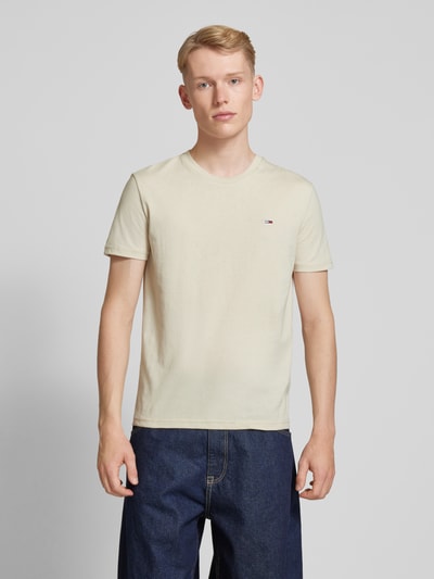 Tommy Jeans Slim fit T-shirt met logostitching Beige gemêleerd - 4