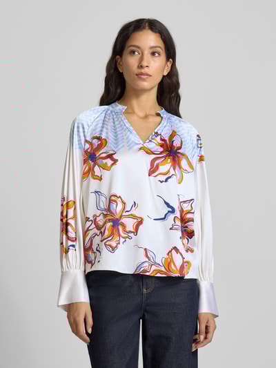 Herzensangelegenheit Regular Fit Seidenbluse mit Tunikakragen Hellblau 4