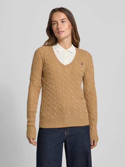 Polo Ralph Lauren Gebreide pullover met kasjmier, model 'KIMBERLY' Camel - 4