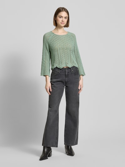 Only Cropped Strickpullover mit Baumwoll-Anteil Modell 'NOLA' Schilf 1