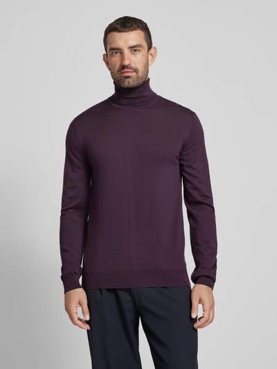 HUGO Wollpullover mit Rollkragen Modell 'San Thomas' Pflaume 4