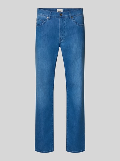 Produktfoto, Regular Fit Jeans im Used-Look Modell 'Cadiz' von Brax in Blau, Baumwoll-Mix mit Stretch, sichtbare Eingrifftaschen, glatte Struktur