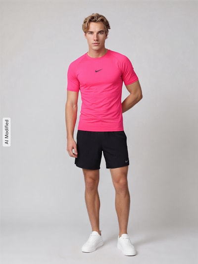 Nike Training Slim Fit Sport-T-Shirt mit Label-Print Pink 1