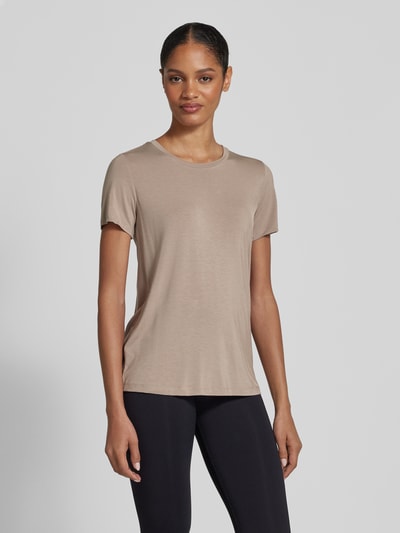 Schiesser T-Shirt mit geripptem Rundhalsausschnitt Taupe 4