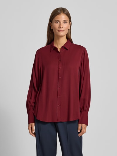 Brax Regular fit overhemdblouse met manchetten, model 'STYLE.VIC' Bordeaux - 4