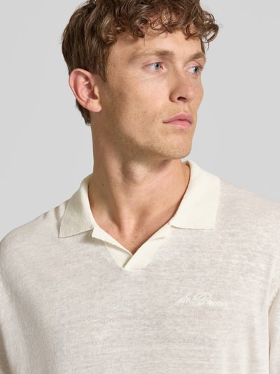 Les Deux Regular Fit Poloshirt aus Leinen-Baumwoll-Mix Modell 'Emmanuel' Offwhite 3