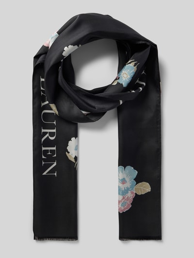 Lauren Ralph Lauren Schaltuch aus Seide mit Logo-Print und Fransen Black 1