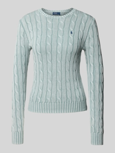 Polo Ralph Lauren Strickpullover mit Zopfmuster Modell 'JULIANNA' Bleu 2