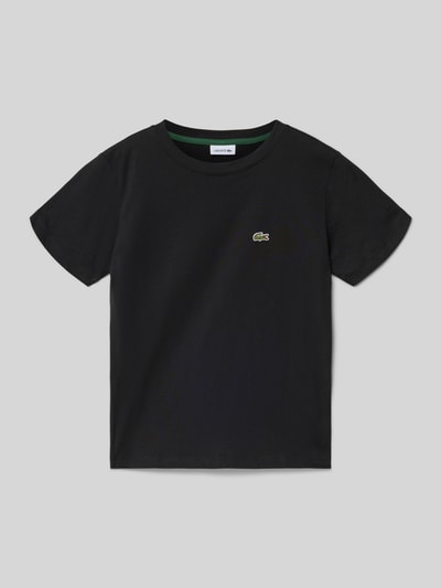 Produktfoto, Regular Fit T-Shirt aus reiner Baumwolle Modell 'CORE TEE' von Lacoste, Optik: Unifarben in Schwarz mit Label-Patch, Kurzarm, Rundhals, Jersey-Material