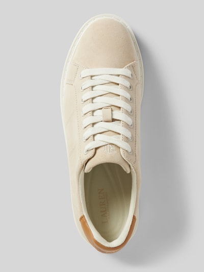 Lauren Ralph Lauren Ledersneaker mit Label-Stitching Modell 'ANGELINE' Beige 3