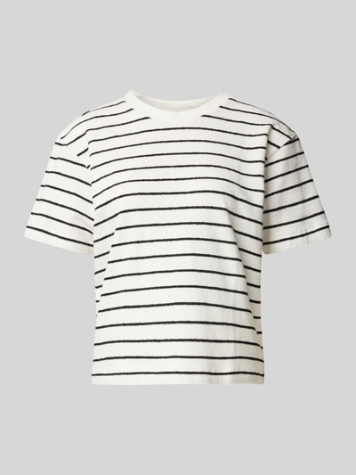 JAKE*S STUDIO WOMAN T-shirt in gebreide look met streepmotief Zwart - 2