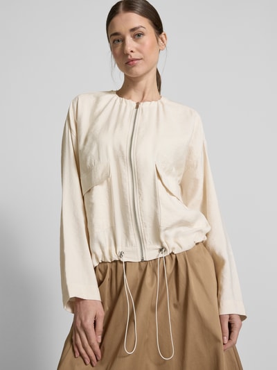 Milano Italy Blouson met extra brede schouders en klepzakken Zand - 3