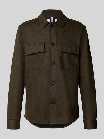 Profuomo Regular Fit Hemdjacke mit Kentkragen und Brusttaschen Dunkelgruen 1