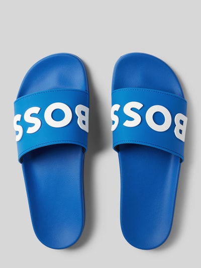 BOSS Slippers met labelprint, model 'Kirk' Koningsblauw - 3