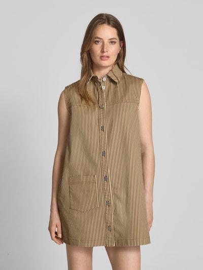 Stella Nova Minikleid mit Umlegekragen Hellbraun 4