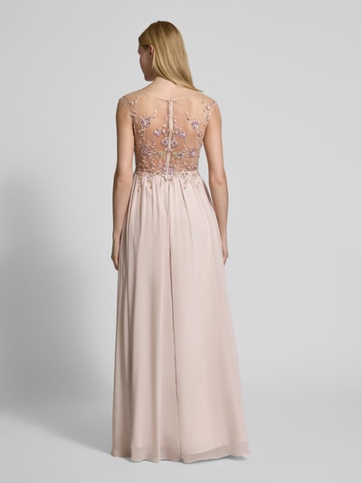 Unique Abendkleid mit Spitzenbesatz Beige 5