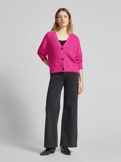 Vero Moda Regular Fit Strickjacke mit Ballonärmeln Modell 'LEA' Pink 1