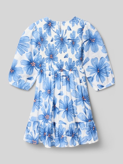 Jongen draagt Regular Fit jurk met all-over bloemenprint, plooien-look, 3/4-mouw, getailleerde pasvorm van DANAMADE, ruglengte maat 116: 63 cm, ganzekörperaanzicht rugaanzicht