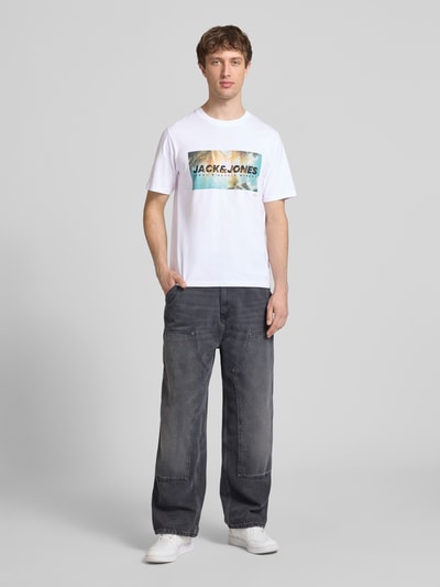 JACK & JONES T-Shirt mit Label-Print Modell 'INDIANA' Weiss 1