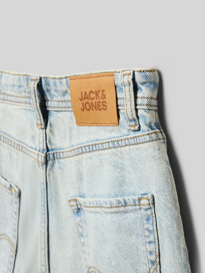 Produktfoto, Extra Baggy Fit Jeansshorts mit steekzakken van Jack & Jones in lichtblau, mix van katoen en wol, used-look, maat 140, binnenbeenlengte 24 cm