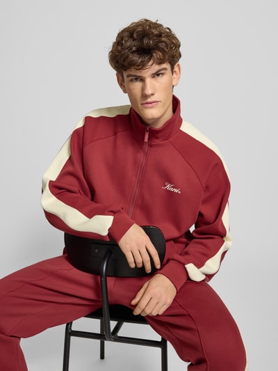 KARL KANI Sweatjack met opstaande kraag en steekzakken Donkerrood - 3